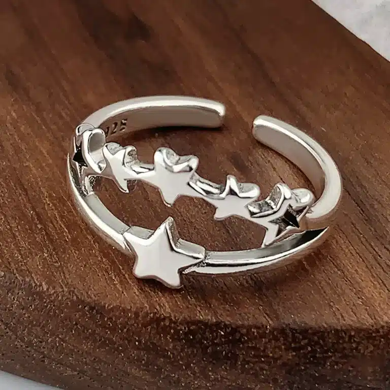 Bague femme acier multi étoilée 1