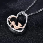 Collier femme coeur chat mignon 1