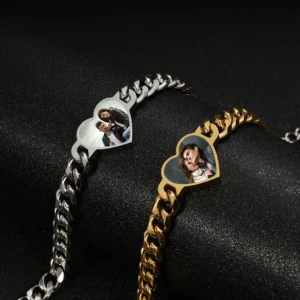 Bracelet couple personnalisable coeur souvenir 2