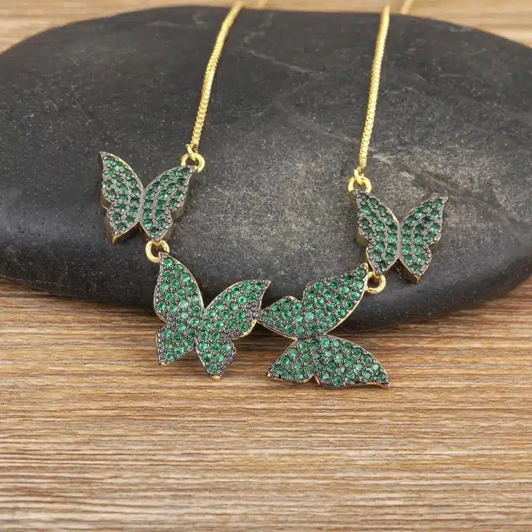 Bijou collier femme papillons colorés 5