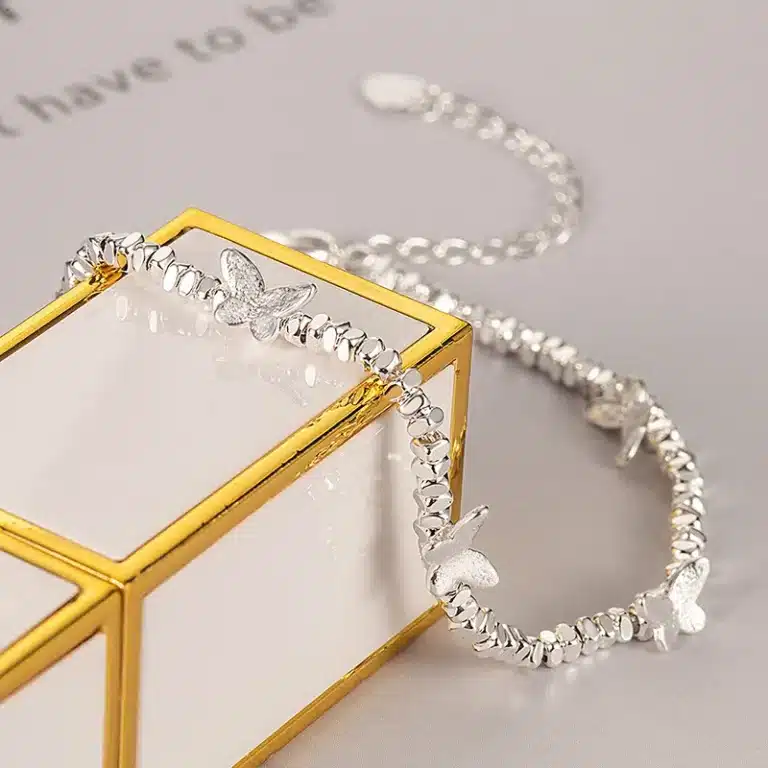Bracelet fin argent petits papillons 3