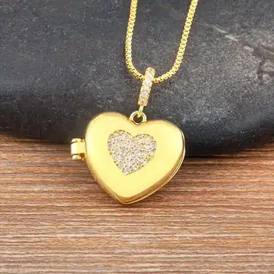 Collier femme coeur doré brillant 6
