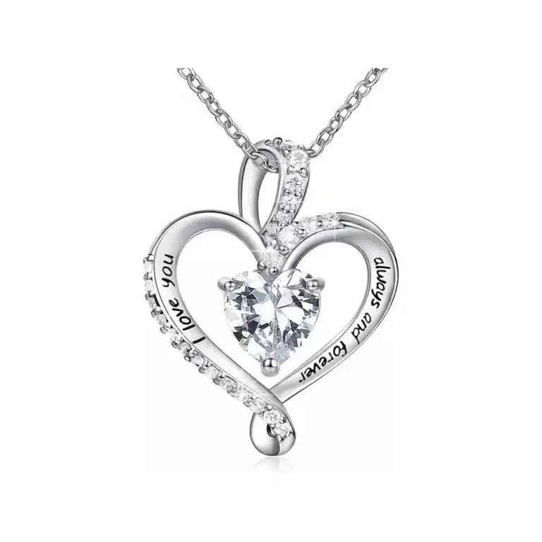 Boite bijoux rose éternelle collier coeur brillant 16