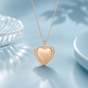 Collier femme coeur rose gold strass