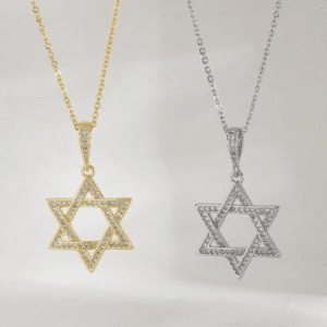 Collier couple étoile David brillante