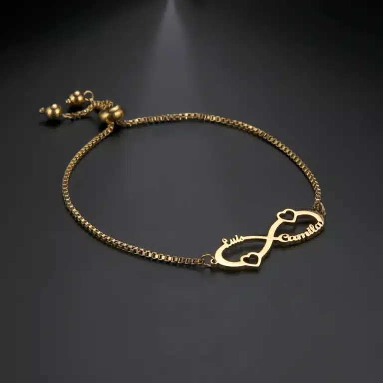 Bracelet femme infini prénoms cœurs 2