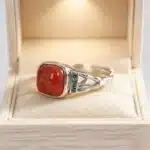 Bague femme chevalière vintage argent pierre rouge 1