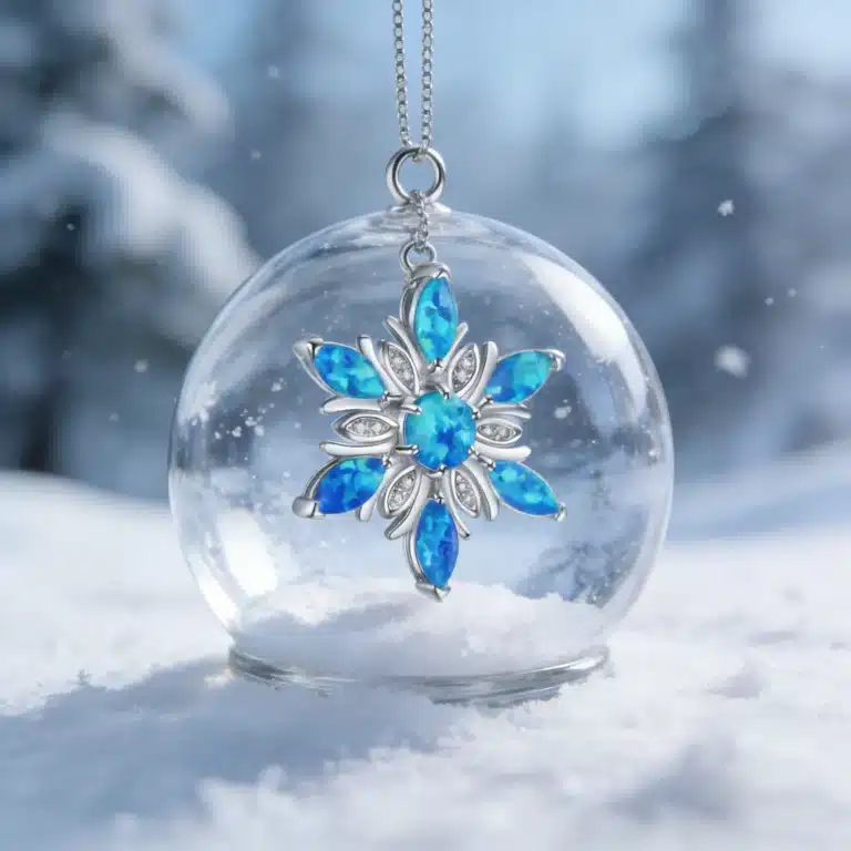 Collier femme flocon de neige opale 5