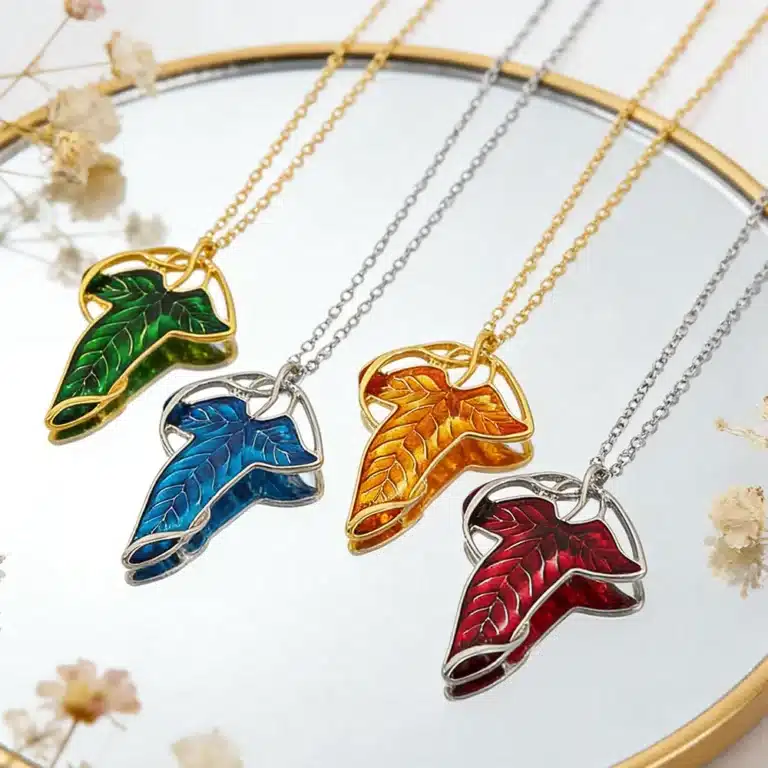Collier femme feuille argentée 4