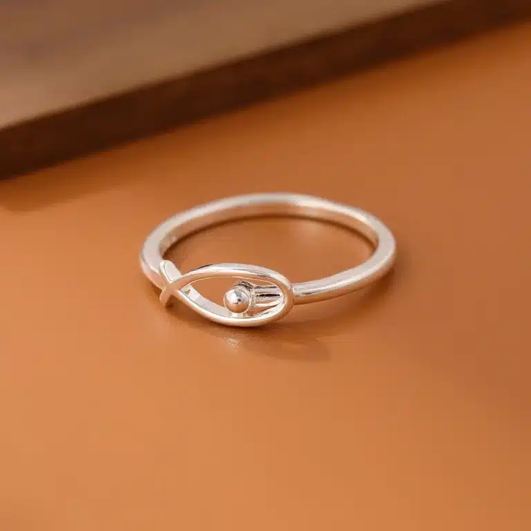 Bague femme poisson argent minimaliste 1