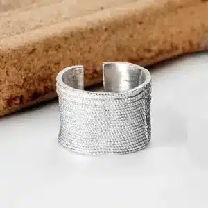 Bague femme maille large argent 1