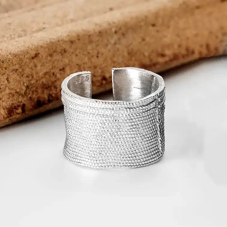 Bague femme maille large argent 1
