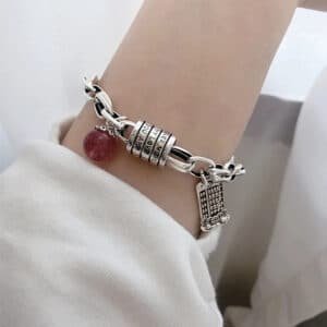 Bracelet femme tendance pierre rose