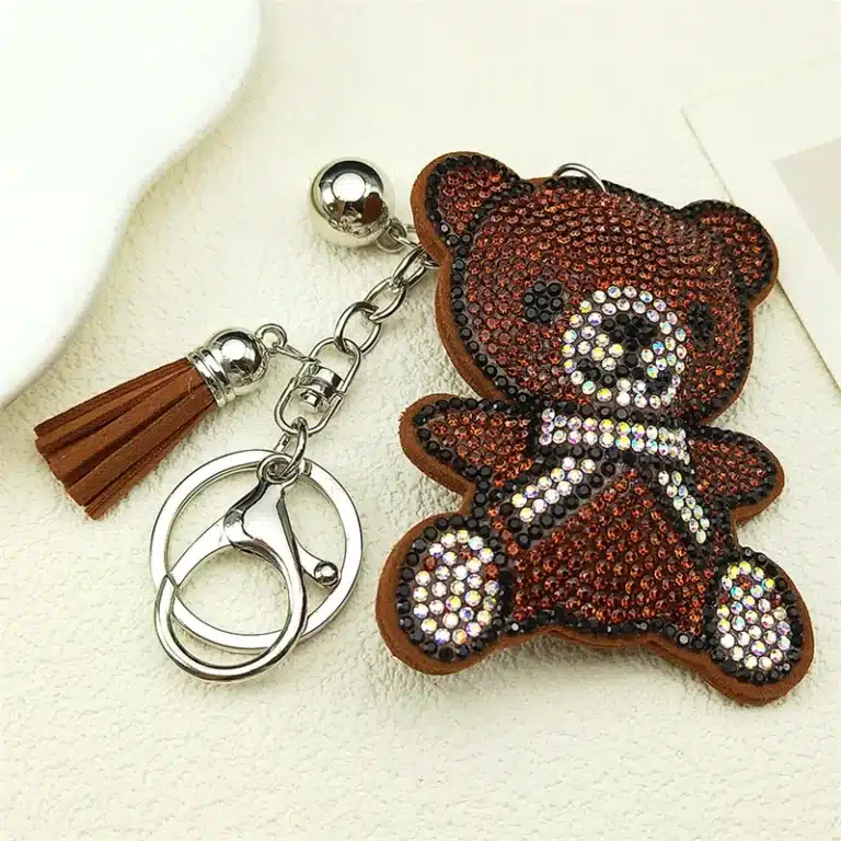 Porte-clés femme ours kawaii marron 3