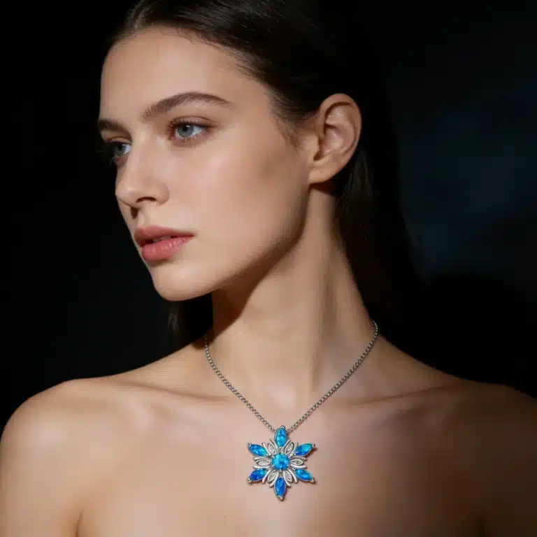 Collier femme flocon de neige opale 2