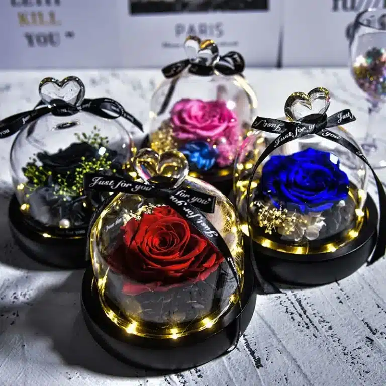 Rose éternelle cloche La Belle et La Bête 3