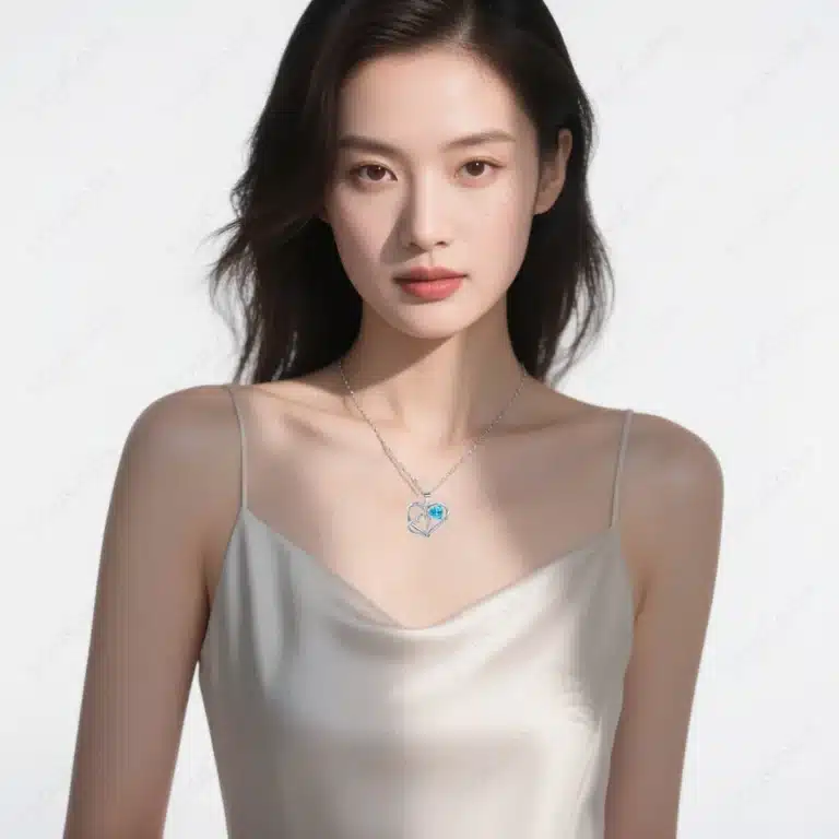 Boîte à bijoux roses éternelles avec collier triple coeur 4