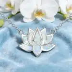 Collier femme lotus opale argent 5