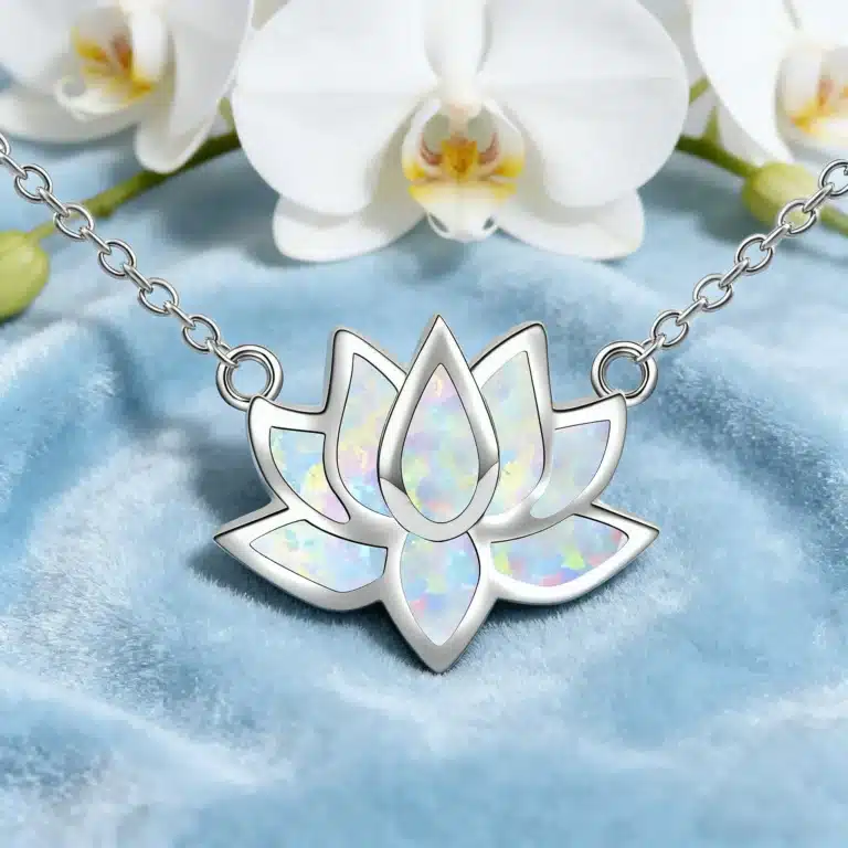 Collier femme lotus opale argent 5
