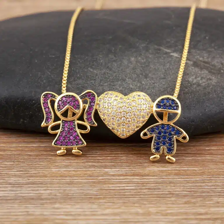 Collier couple fille garçon coeur 1