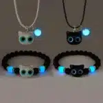 Collier bracelet couple chat lumineux 1
