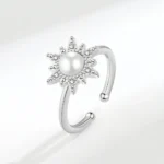 Bague femme anti stress soleil perle 2