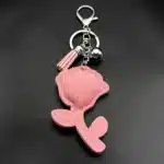 Porte-clés femme rose strass 4