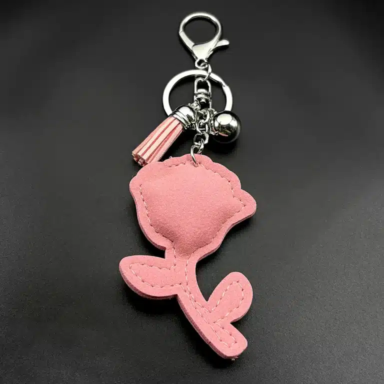 Porte-clés femme rose strass 4