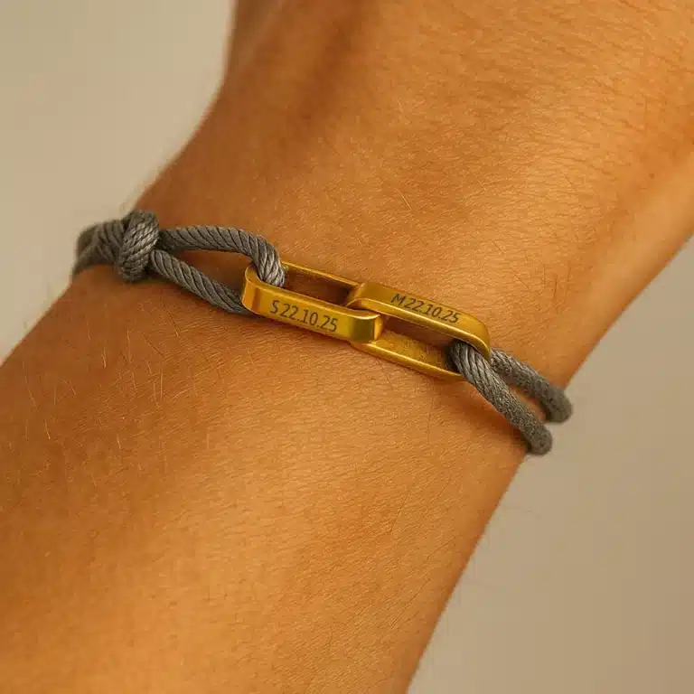 Bracelets couple cordons personnalisés deux prénoms 1