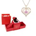 Boite bijoux rose éternelle collier coeur ajouré brillant 4