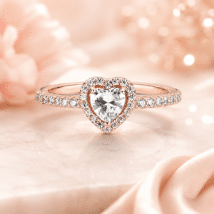 Bague femme cœur rose gold brillant