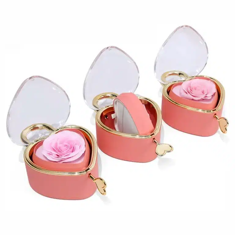 Rose éternelle coeur cadenas avec collier gravé femme 2