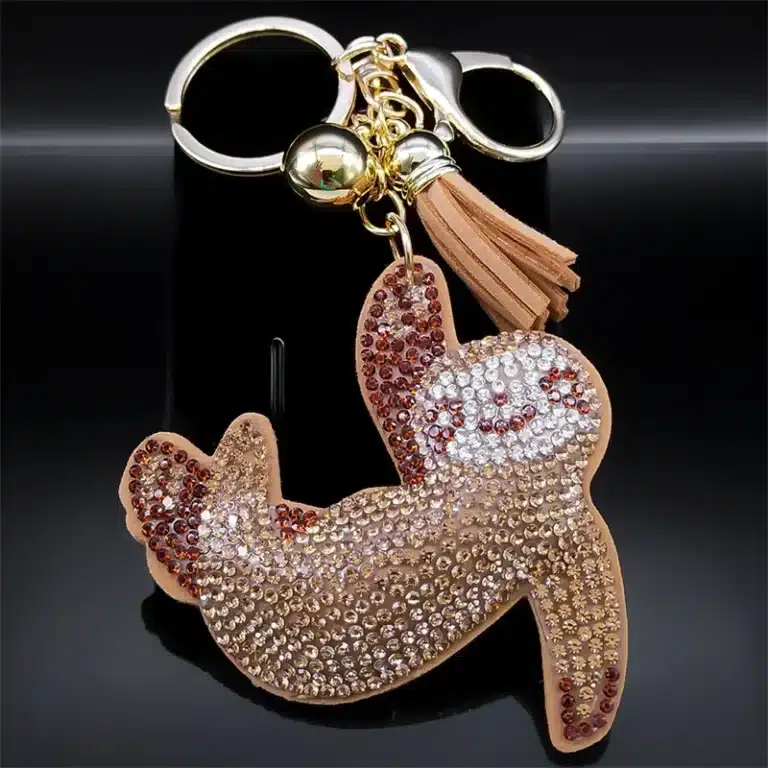 Porte-clés femme paresseux kawaii brillant 1