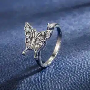 Bague femme papillon brillant tournant 1