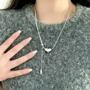 Collier femme coeur coulissant 1