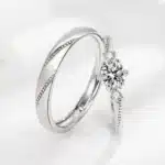 Bagues de couple fiançailles argent 2