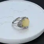 Bague femme vintage pierre jaune 1