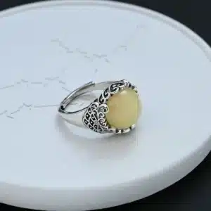 Bague femme vintage pierre jaune 1