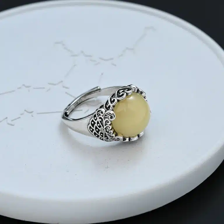 Bague femme vintage pierre jaune 1