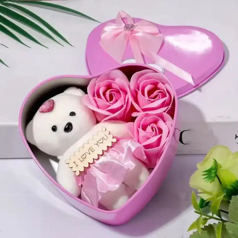 Mignon petit coeur rose éternelle avec ourson 2