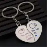 Porte-clés couple cœur séparé message 1