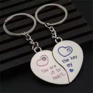 Porte-clés couple cœur séparé message 1
