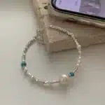 Bracelet perles d'eau douce turquoise 1
