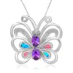 Collier femme papillon pierre colorée 6