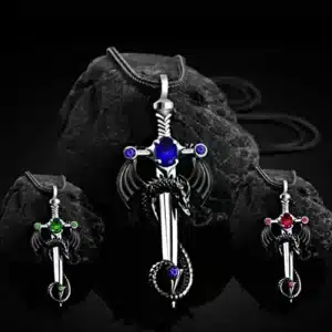 Collier couple gothique épée dragon 2