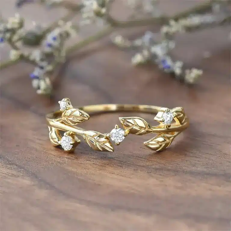 Bague de promesse feuilles d'or 2