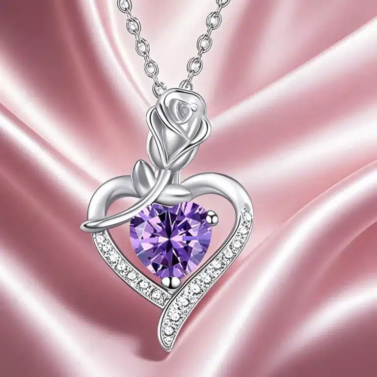Coffret rose éternelle avec collier et ourson 2