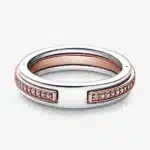 Bague femme bicolore brillante argent rose gold 1
