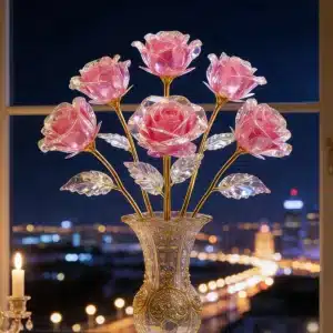 Bouquet de 5 roses éternelles roses 1