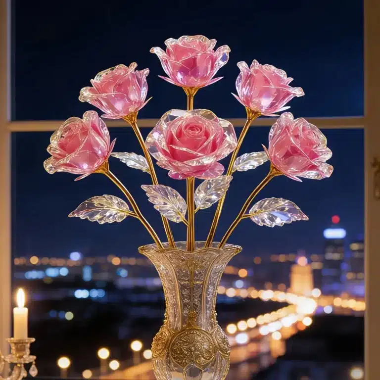 Bouquet de 5 roses éternelles roses 1